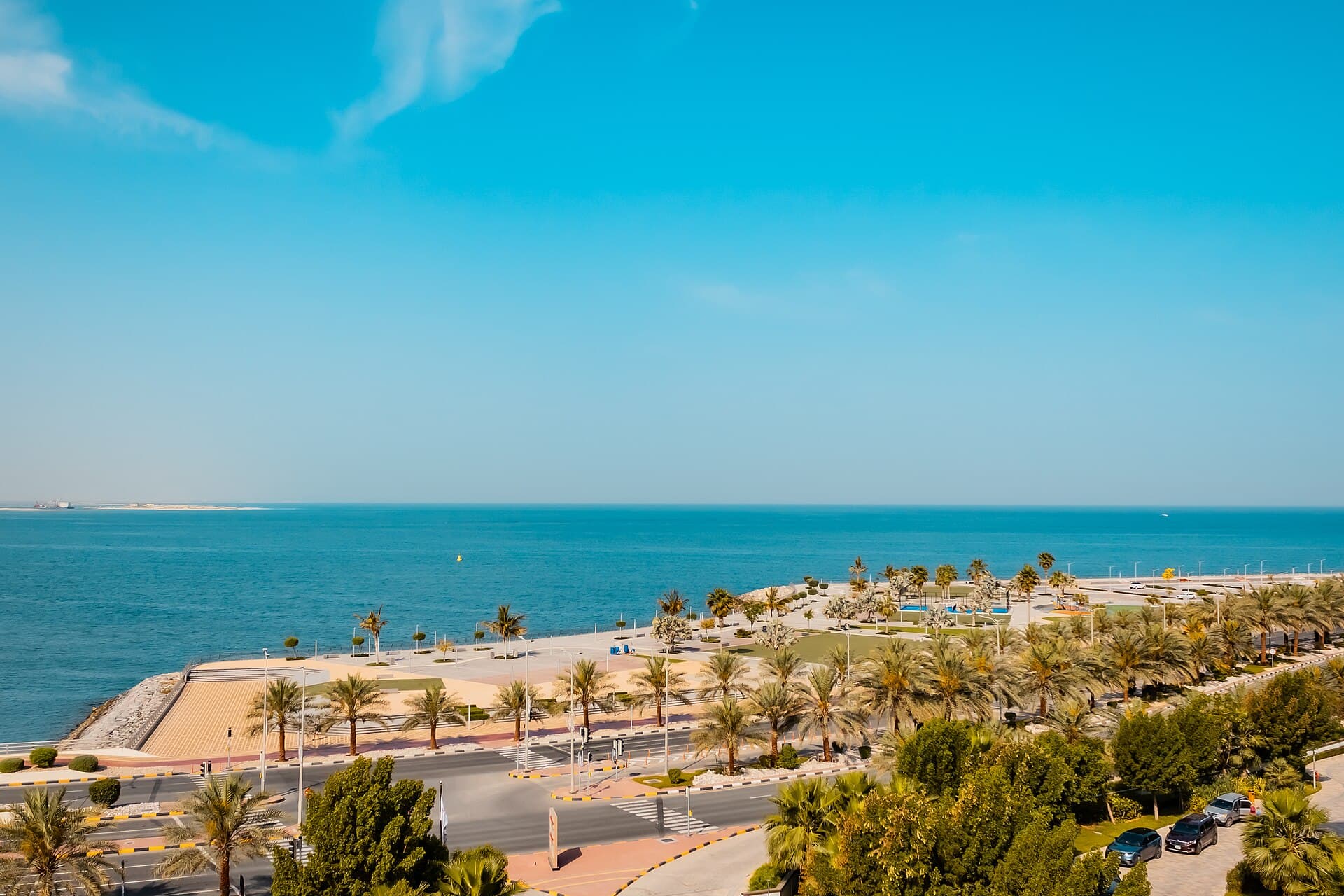 Aerial sea view of Al Marjan Island in Ras Al Khaimah