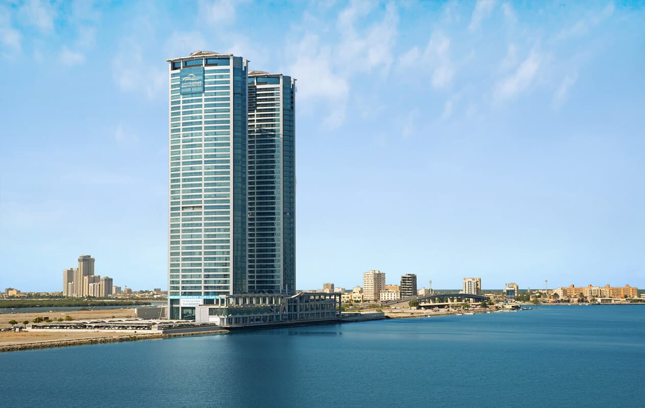 Central Ras Al Khaimah skyline near Al Nakheel